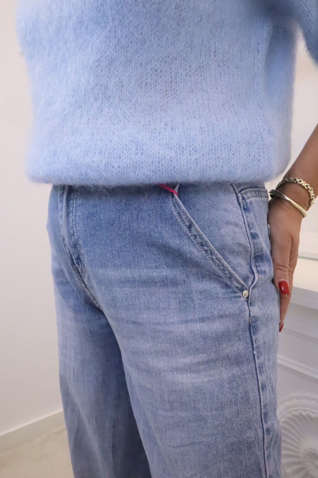 Jeans Wide-Leg in Blauwaschung Asia