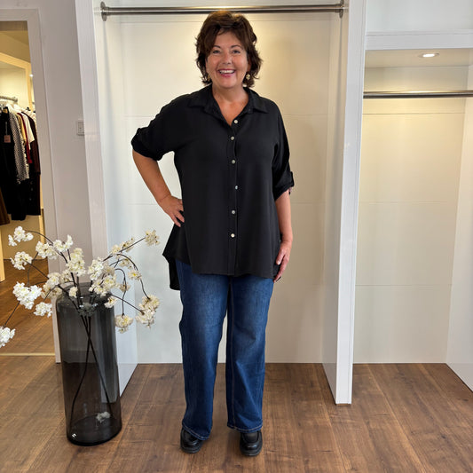 Longbluse Schwarz Manu