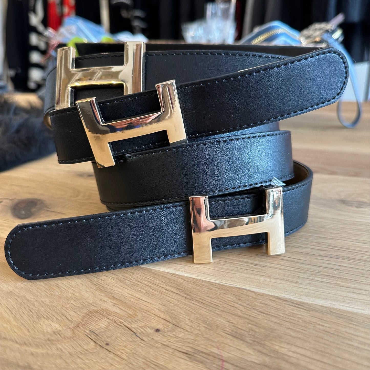 Gürtel aus Leder in Schwarz