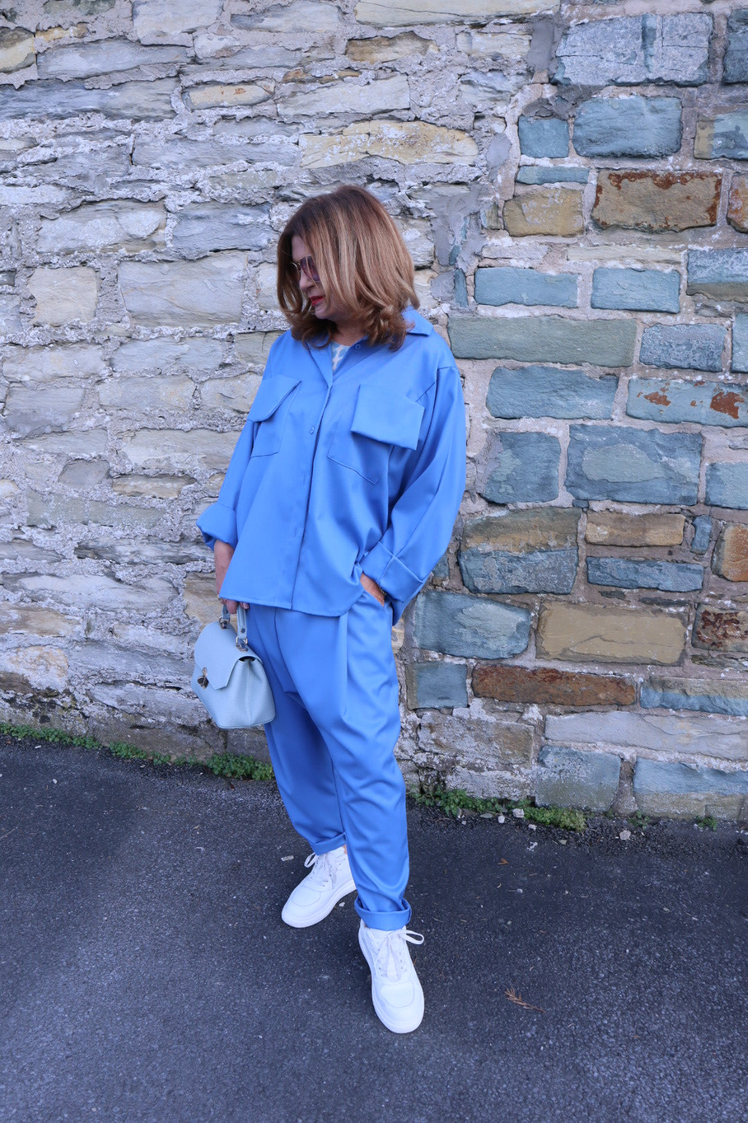 Oversize Bluse in Blau Aria