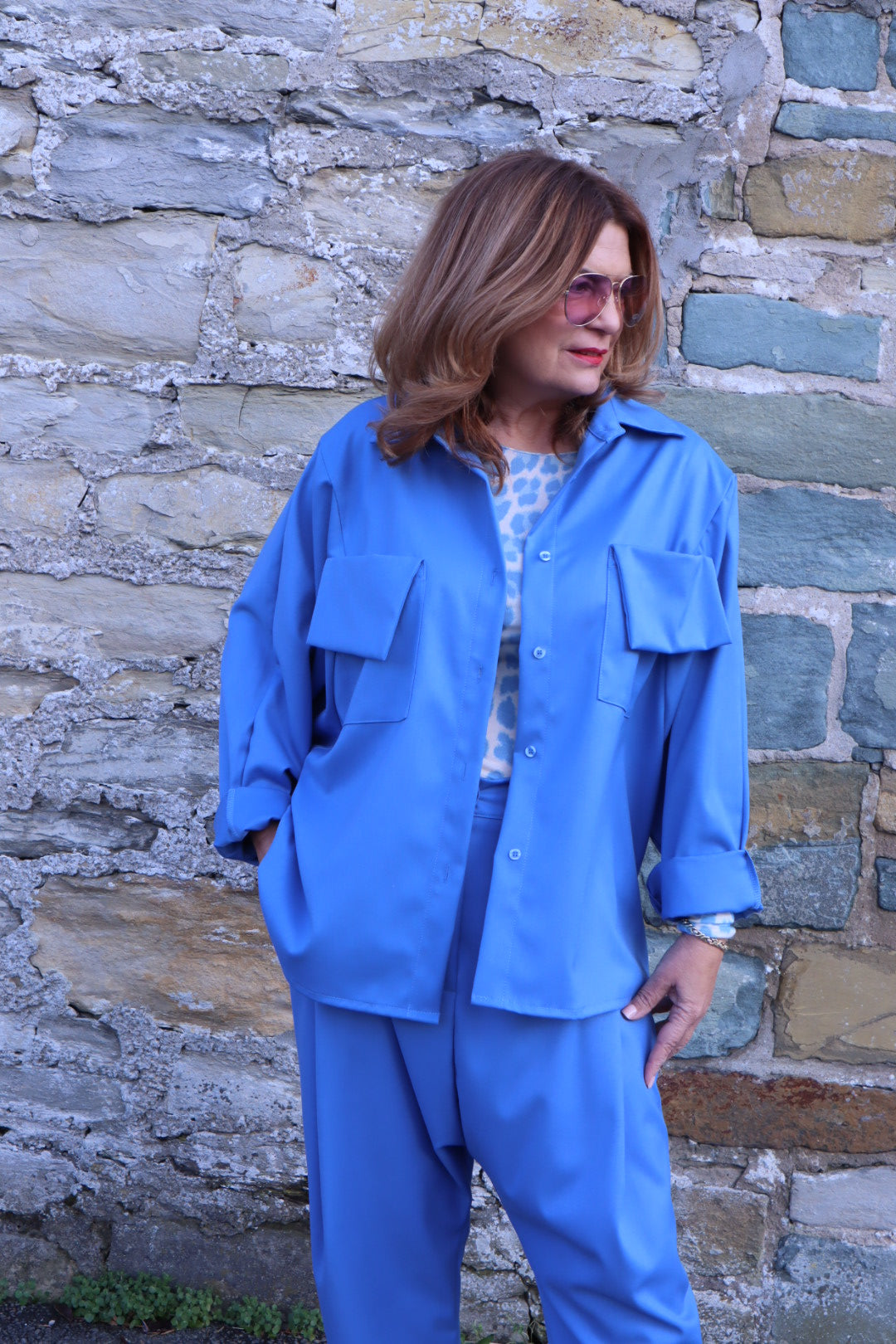 Oversize Bluse in Blau Aria