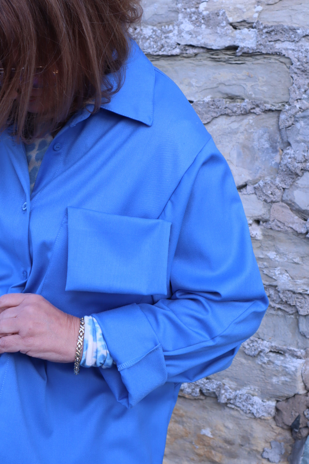 Oversize Bluse in Blau Aria