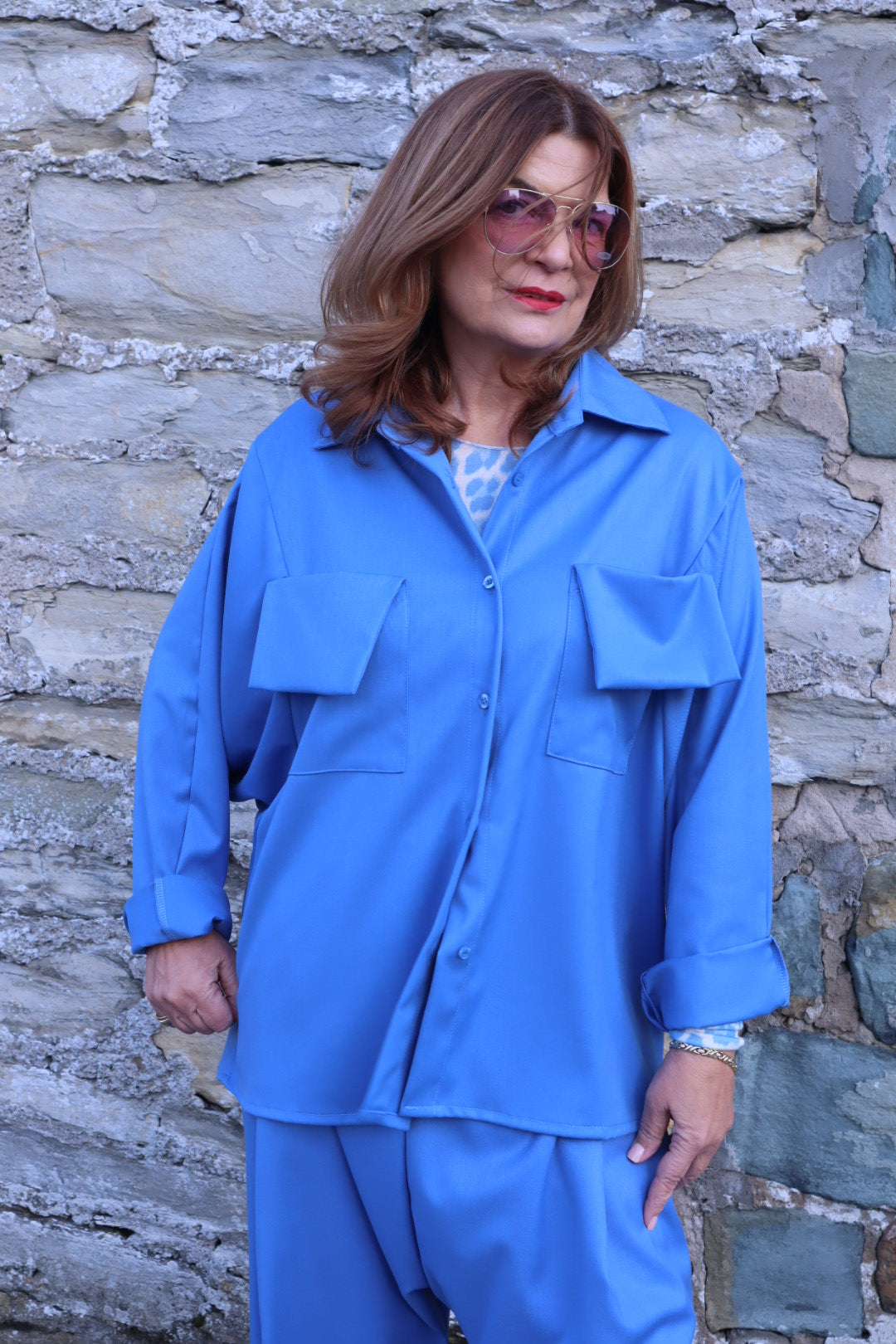 Oversize Bluse in Blau Aria