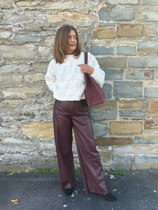 Hose Leder-Optik Bordeaux