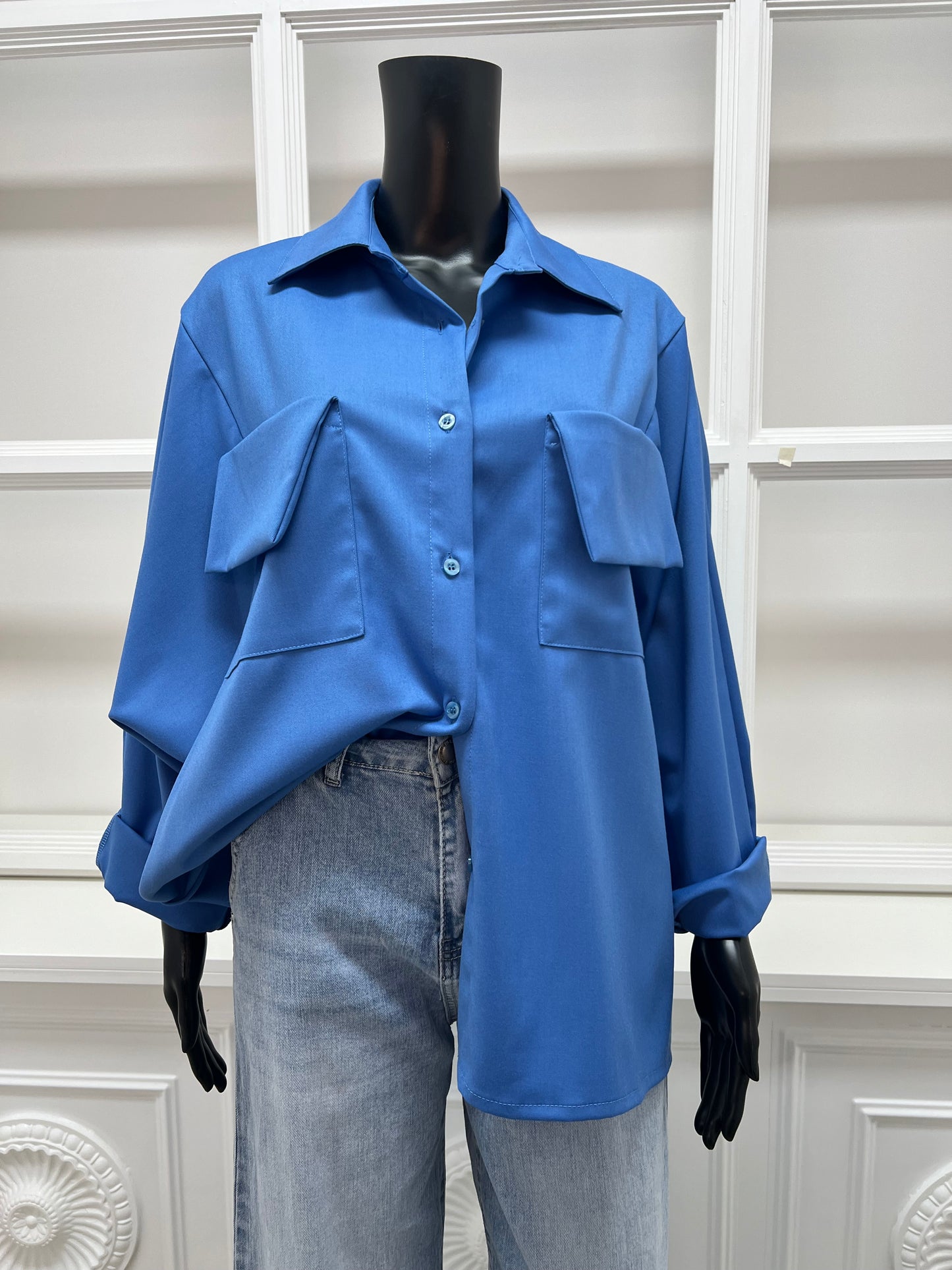 Oversize Bluse in Blau Aria