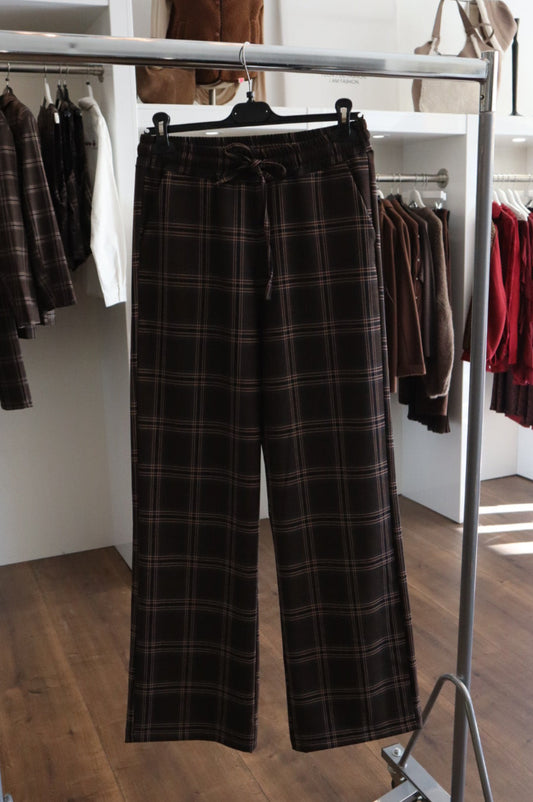 Karierte Wide-Leg Hose in Braun voon ESVIVID