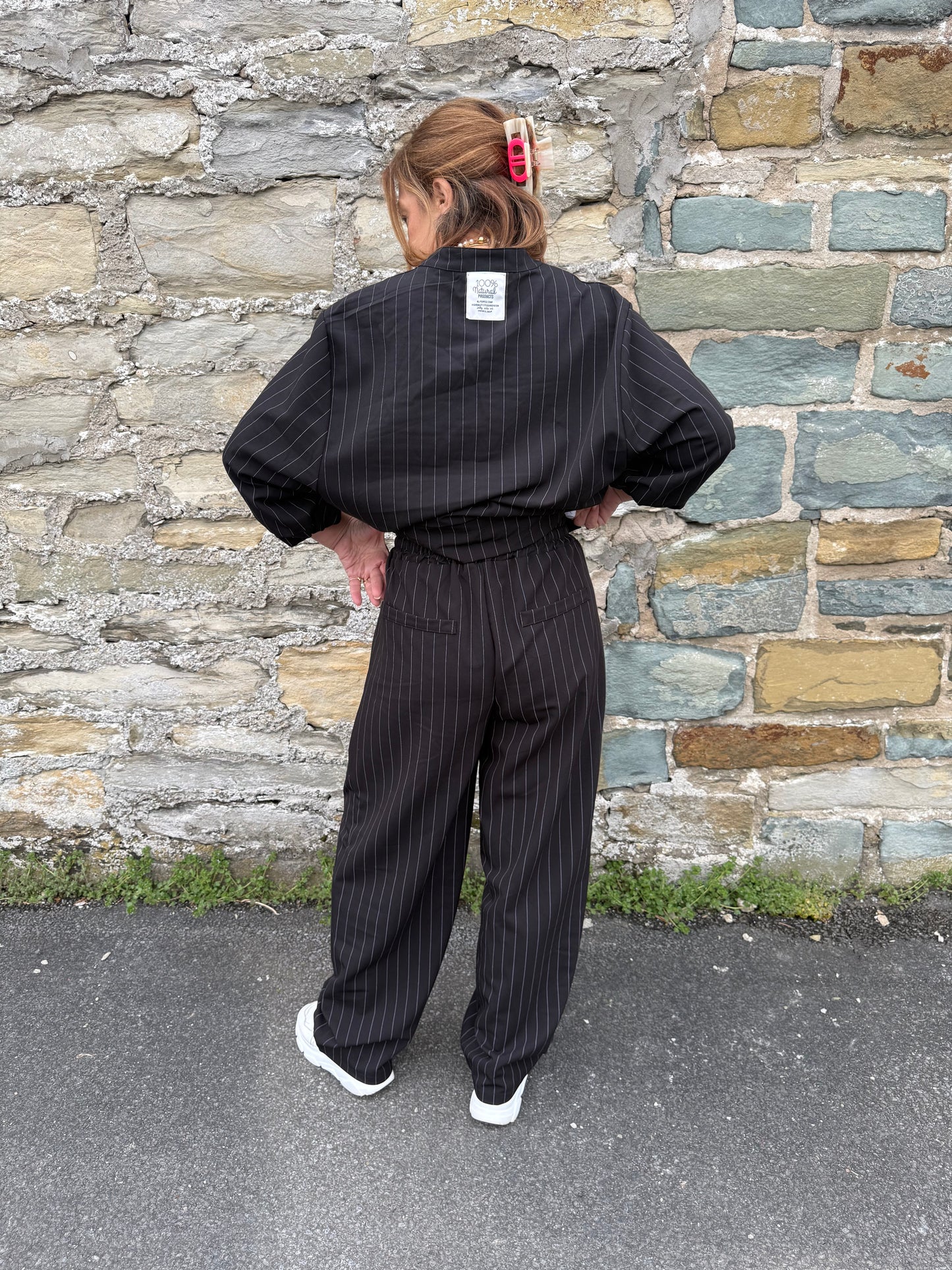 ESVIVID Hose schwarz -weiß Nadelstreifen