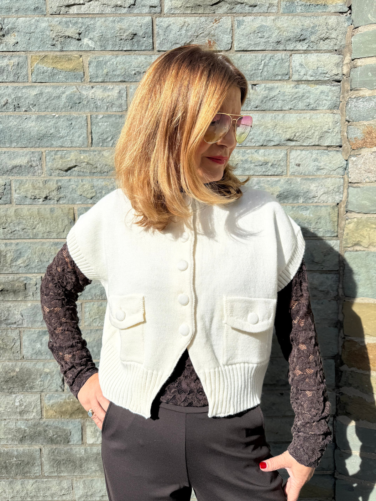 Strickweste in creme Jessy