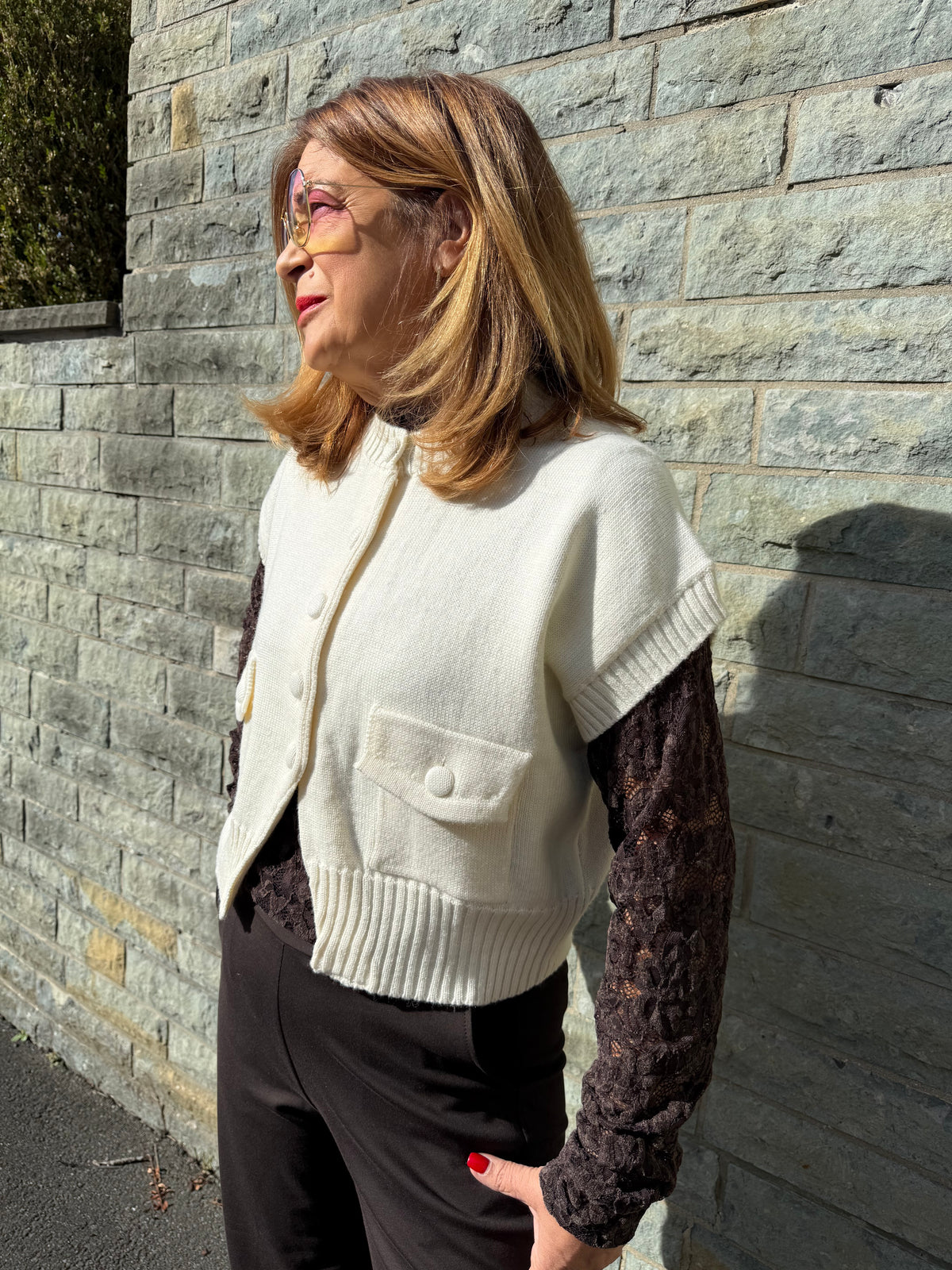 Strickweste in creme Jessy