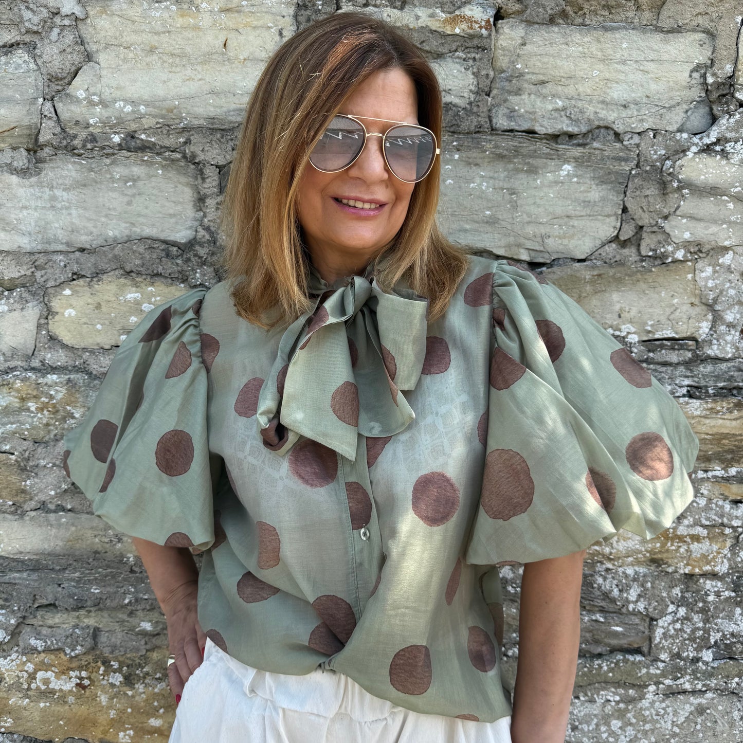Elegante Polka-Dot-Bluse - Ela