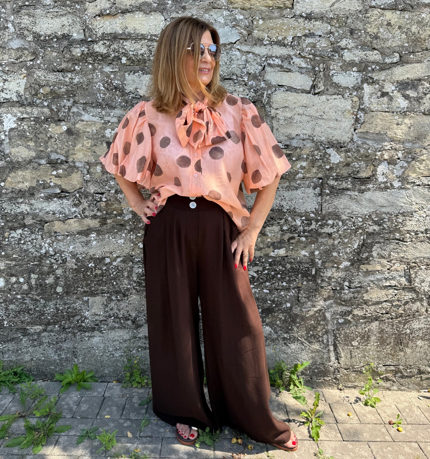 Elegante Polka-Dot-Muster Bluse - Eduarda