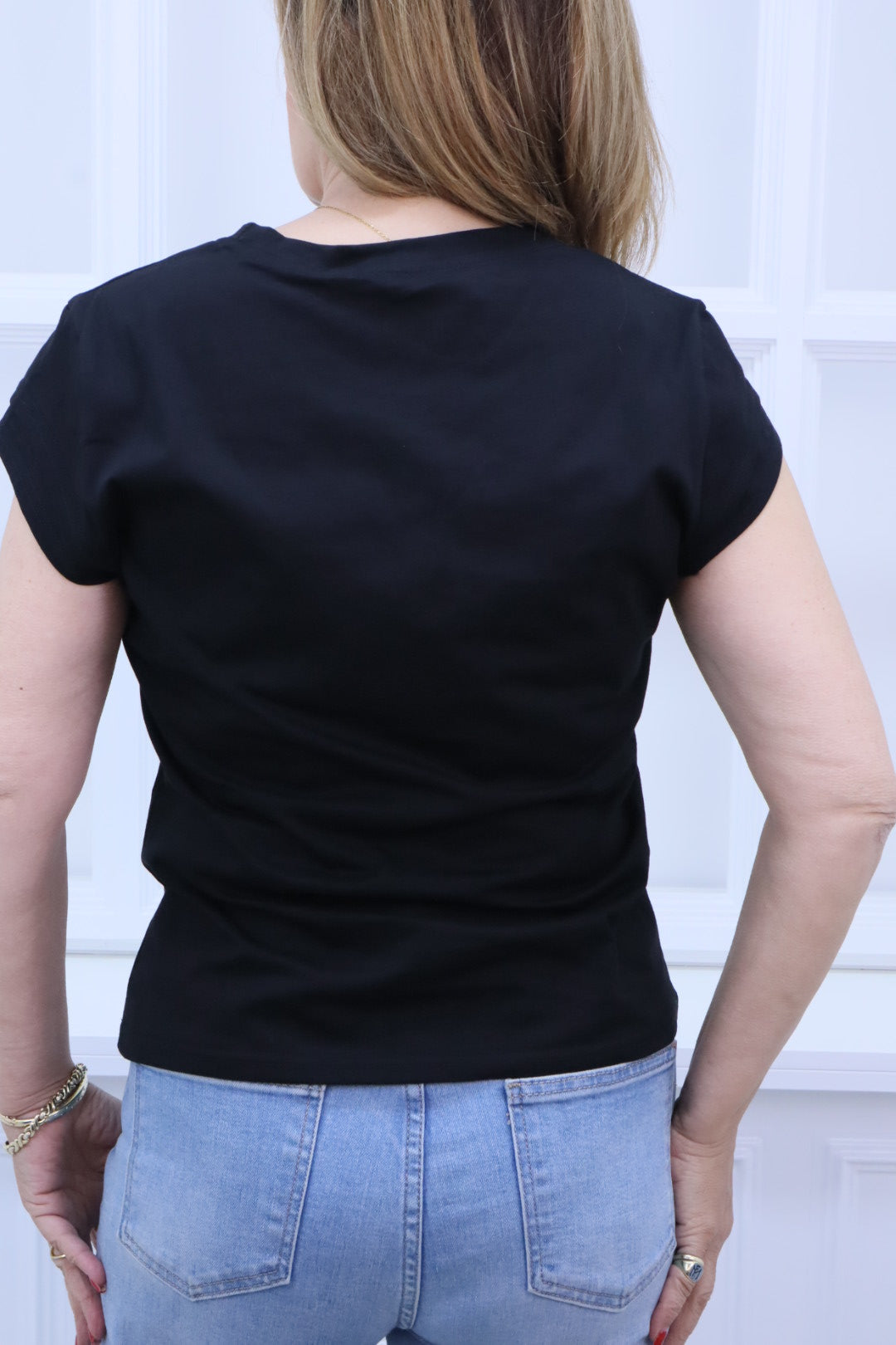 T-Shirt schwarz mit Strassdetail Aria