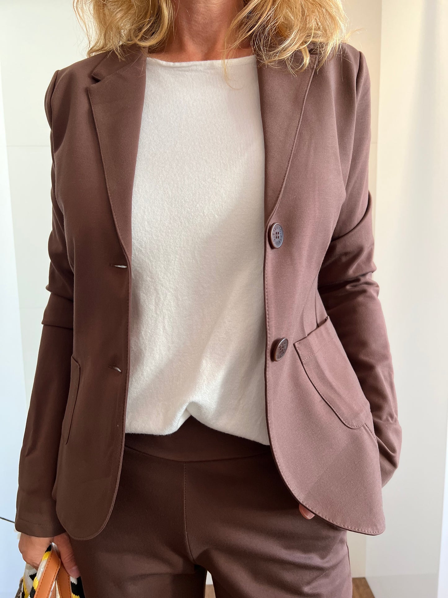 Sportlicher Blazer tailliert Schokobraun