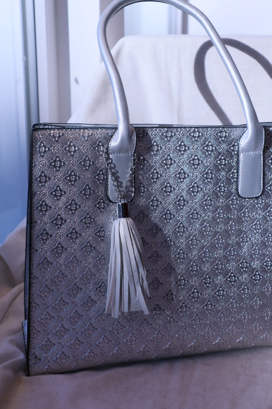 Edle Shopper Tasche in Silber