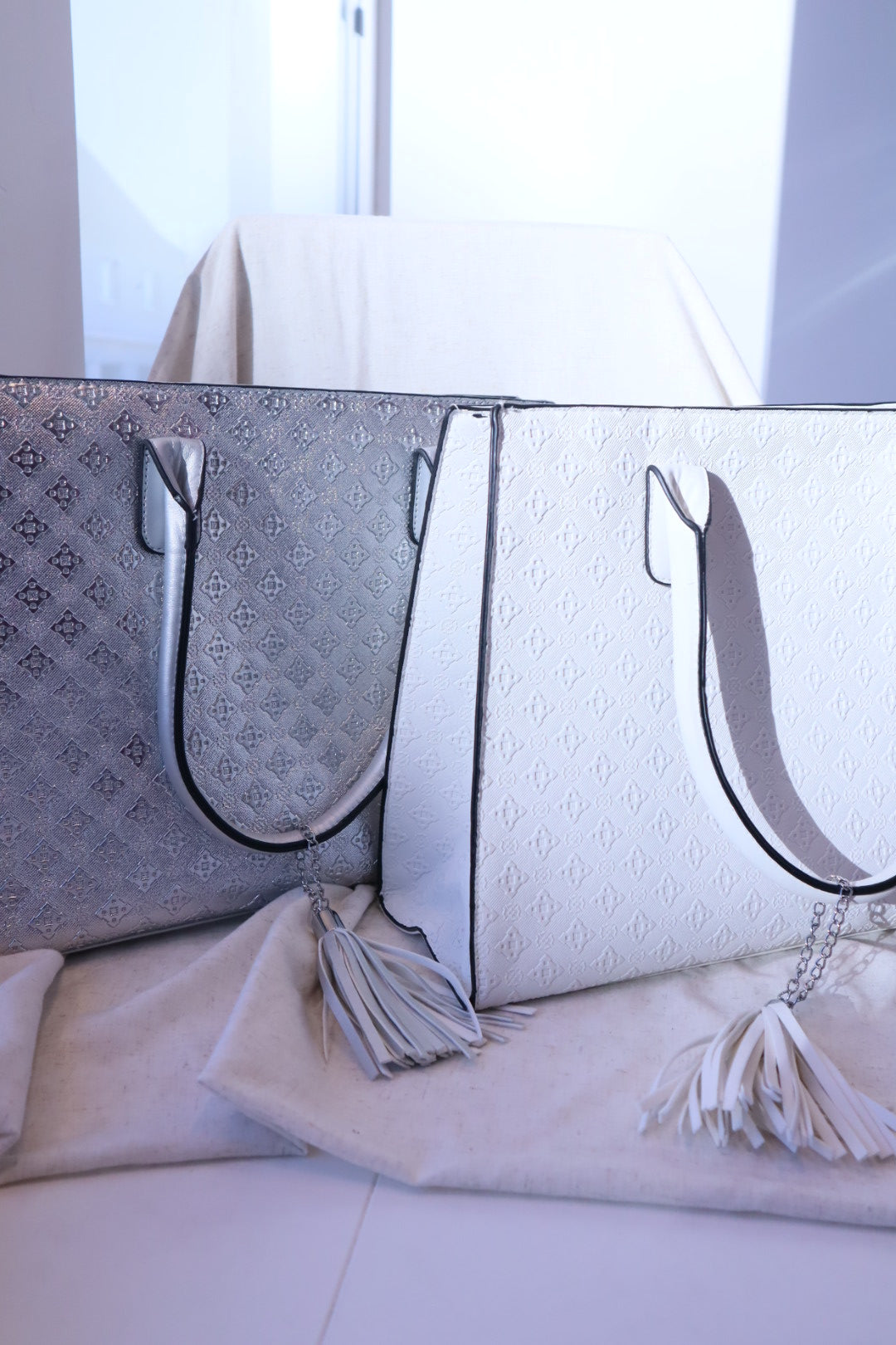 Edle Shopper Tasche in Silber