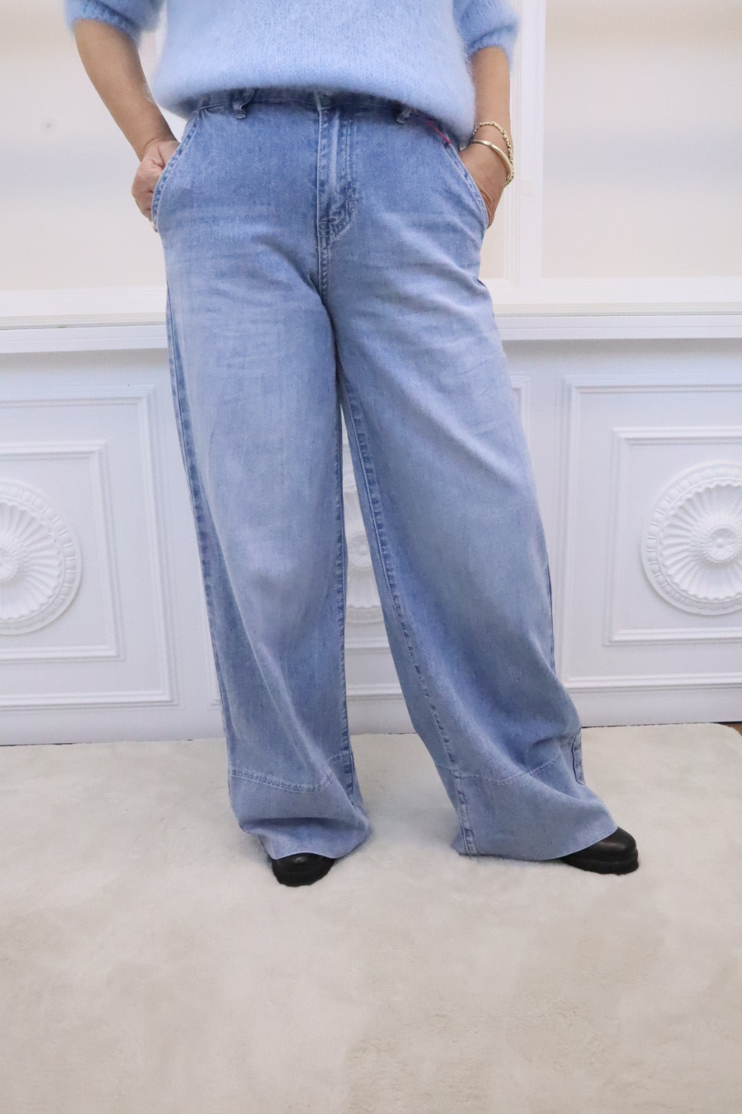 Jeans Wide-Leg in Blauwaschung Asia