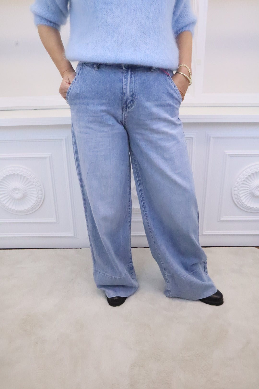 Jeans Wide-Leg in Blauwaschung Asia