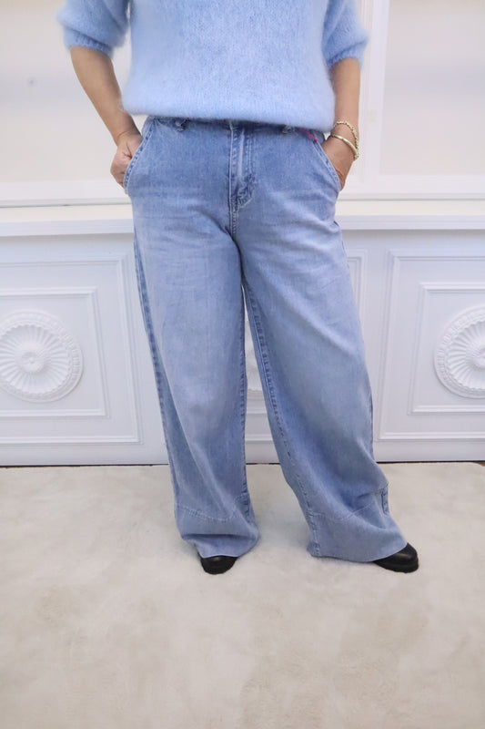 Jeans Wide-Leg in Blauwaschung Asia