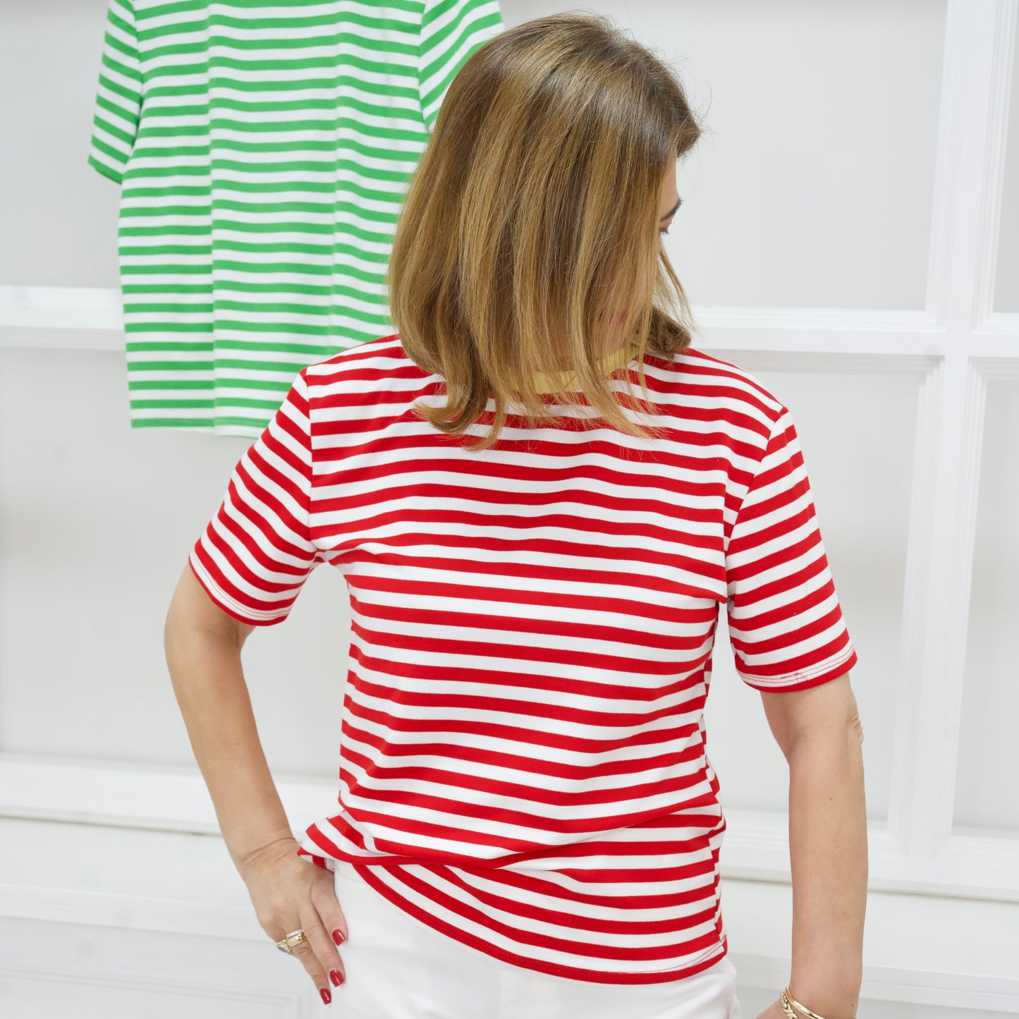 Rot-weiß gestreiftes Shirt-One Size Darja