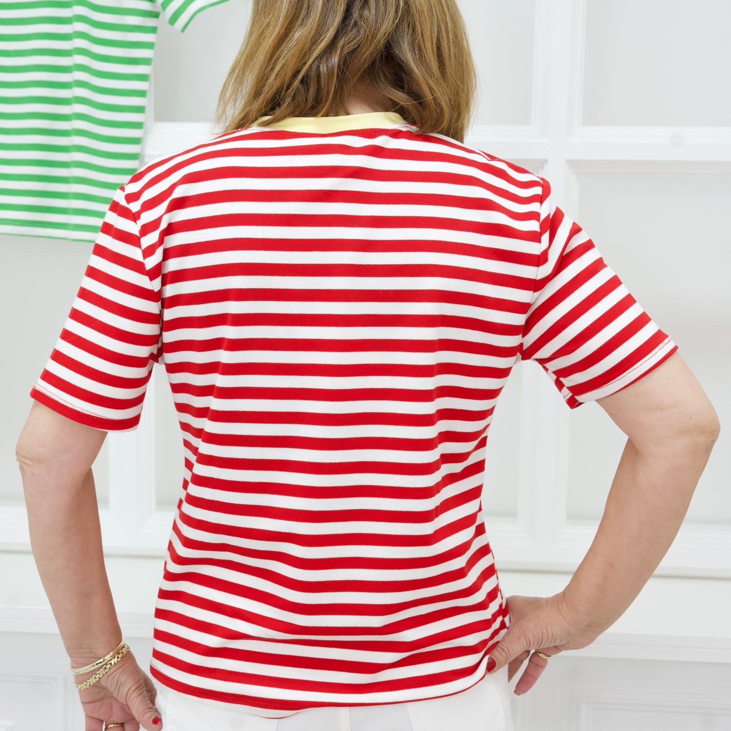 Rot-weiß gestreiftes Shirt-One Size Darja