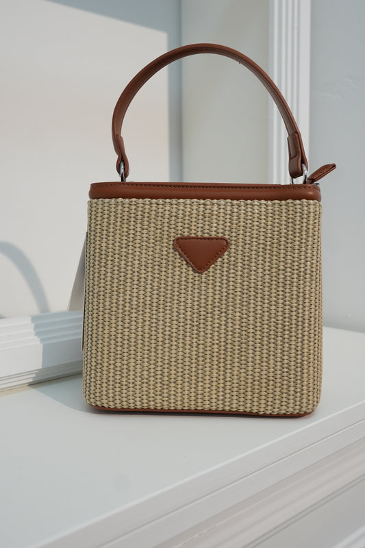 Handtasche mit Lederdetails.,,Raffia Chic,,Emma