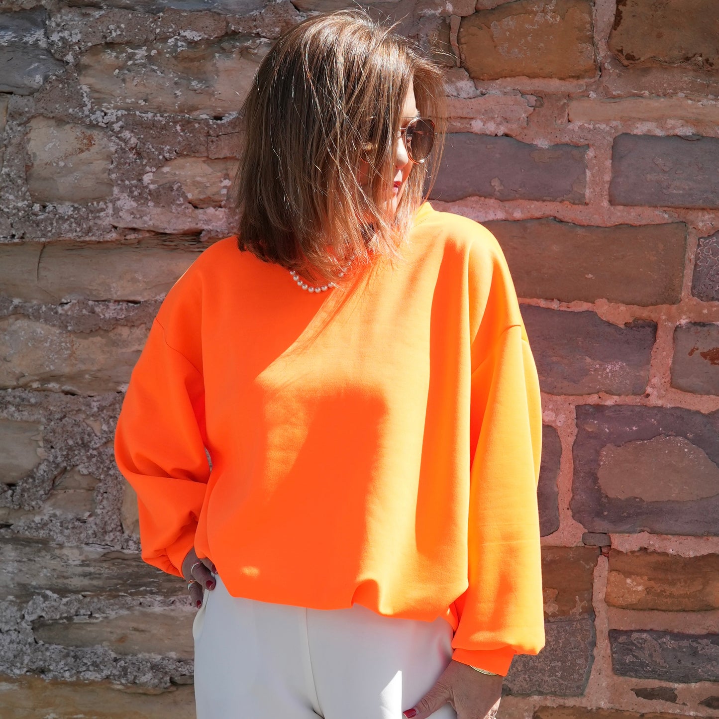 Ballon-Pullover Neon-orange Dora