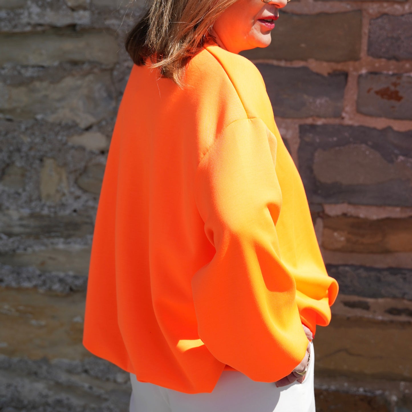 Ballon-Pullover Neon-orange Dora