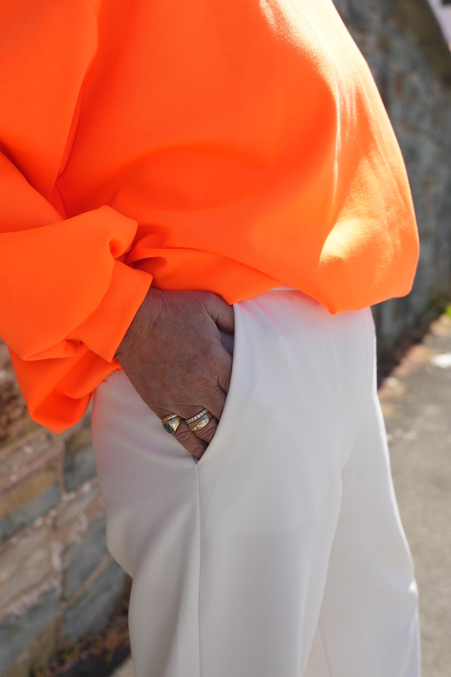 Ballon-Pullover Neon-orange Dora