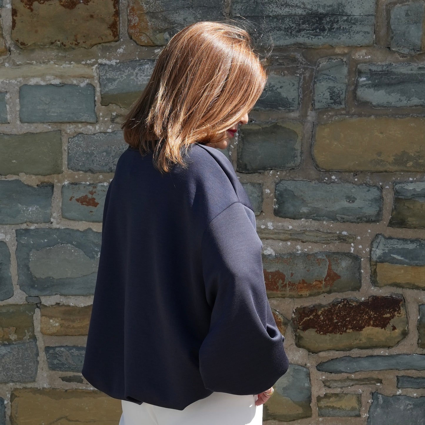 Ballon-Pullover blau Dora