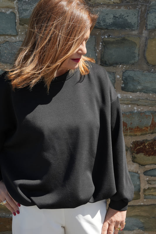Ballon-Pullover schwarz Dora