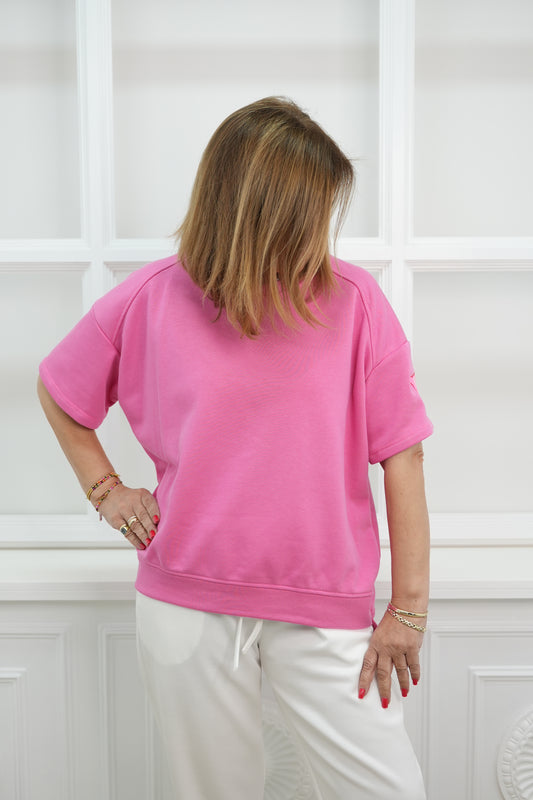 Oversize Sweatshirt in Pink mit Statement detail Enna