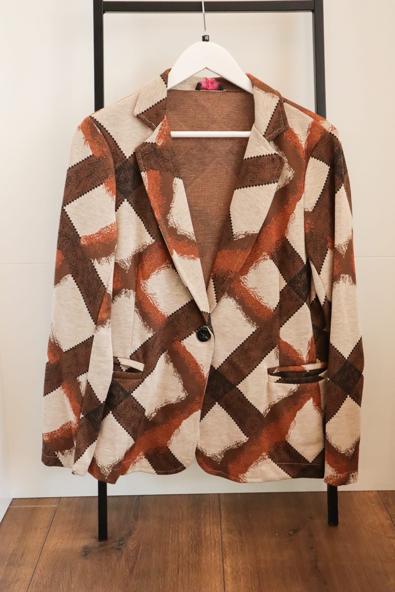 Damenblazer braunbeige kariert